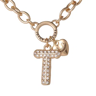 Juicy Couture Bubble Initial Necklace, Letter T In Gold