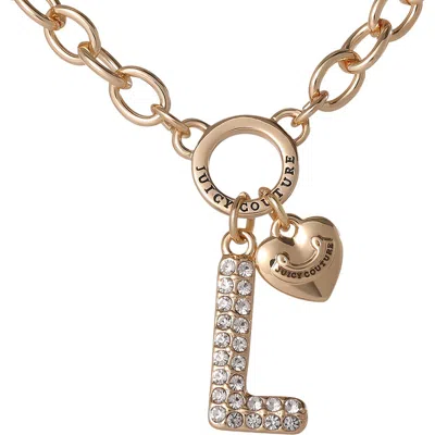 Juicy Couture Bubble Letter Necklace For Women With Clear Stones 18"+2", Chunky Initial Necklace Gol In Purple