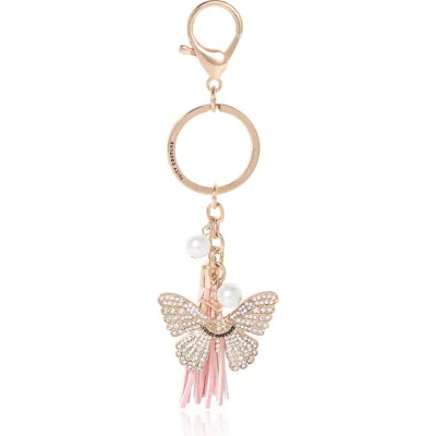 Juicy Couture Kids'  Butterfly Charm Keychain With Pearls In Gold/pink