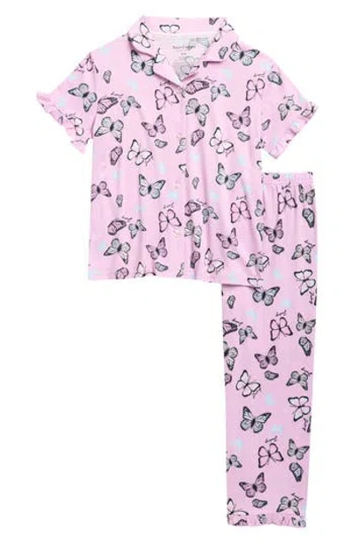 Juicy Couture Kids'  Butterfly Peached Jersey Two-piece Pajamas In Multi
