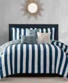 Juicy Couture Cabana Stripe Reversible 5-piece Comforter Set, Twin/twin Xl In White,regal Blue