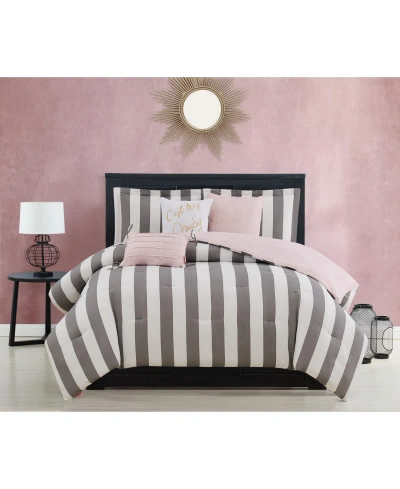 Juicy Couture Cabana Stripe Reversible 6-pc. Comforter Set, Full/queen In Gray,white