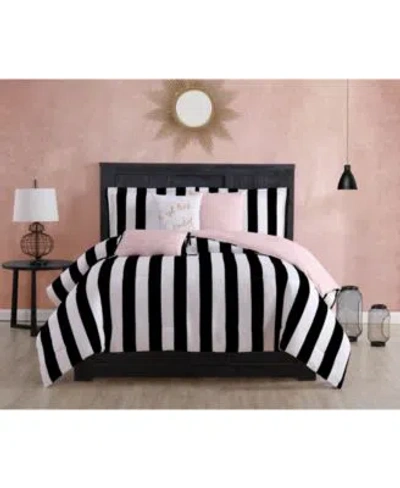 Juicy Couture Cabana Stripe Reversible Comforter Sets In Black