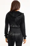 Juicy Couture Cancer Customizable Big Bling Velour Hoodie In Black