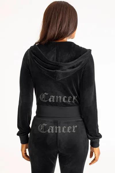 Juicy Couture Cancer Customizable Big Bling Velour Hoodie In Black