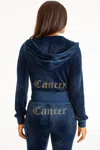 Juicy Couture Cancer Customizable Big Bling Velour Hoodie In Blue