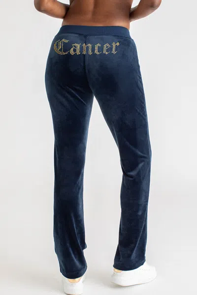 Juicy Couture Cancer Customizable Big Bling Velour Track Pants In Blue