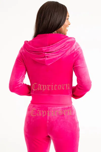 Juicy Couture Capricorn Customizable Big Bling Velour Hoodie In Multi