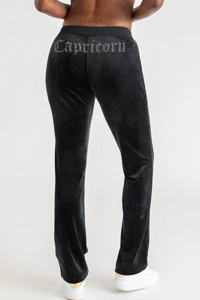 Juicy Couture Capricorn Customizable Big Bling Velour Track Pants In Black