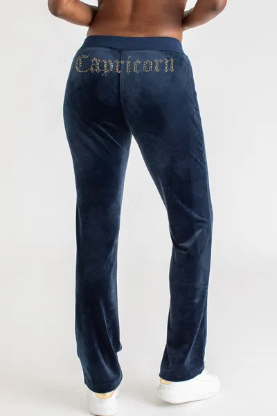 Juicy Couture Capricorn Customizable Big Bling Velour Track Pants In Blue