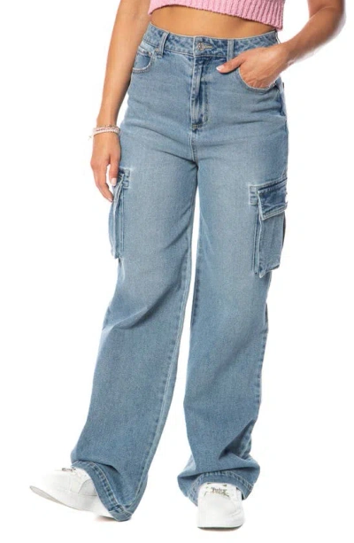 Juicy Couture Cargo Wide Leg Jeans In Blue