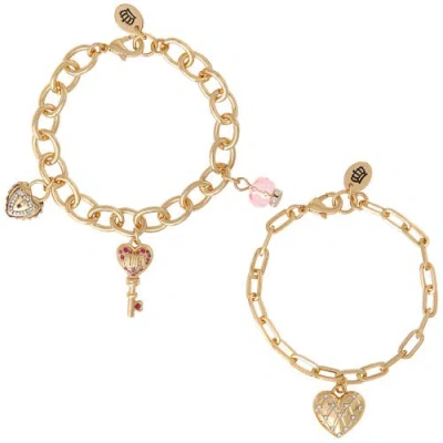 Juicy Couture Charm Bracelet Set With Heart And Key Charms, 7.5'' In Gold