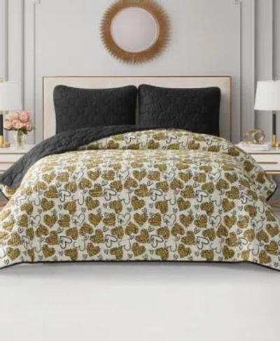 Juicy Couture Cheetah Doodle Hearts Reversible Quilt Sets In Multi