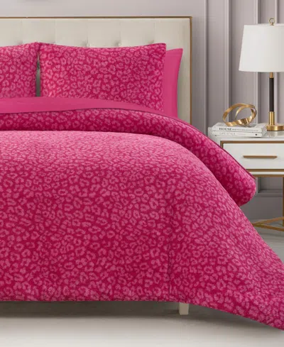 Juicy Couture Cheetah Feathered 3-pc. Comforter Set, Full/queen In Hot Pink