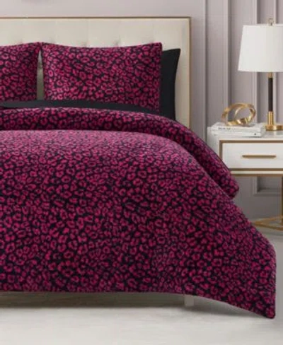 Juicy Couture Cheetah Feathered Comforter Set In Black