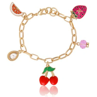 Juicy Couture Cherry & Fruit Charm Bracelet In Gold