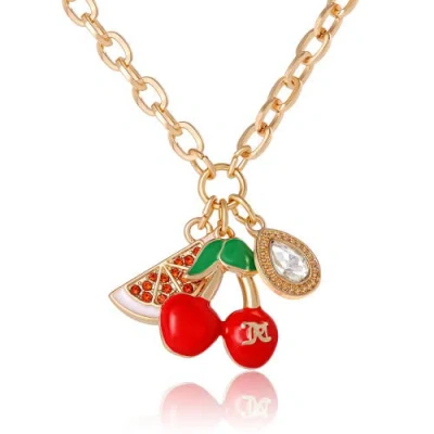Juicy Couture Cherry & Watermelon Charm Necklace, 18 + 2'' In Gold