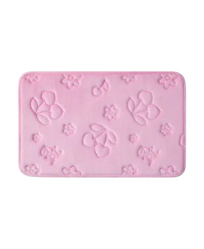 Juicy Couture Cherry Bling Quilted Memory Foam Bath Mat, 20" X 32" In Pink