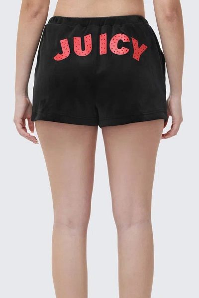 Juicy Couture Cherry Bling Velour Shorts In Black