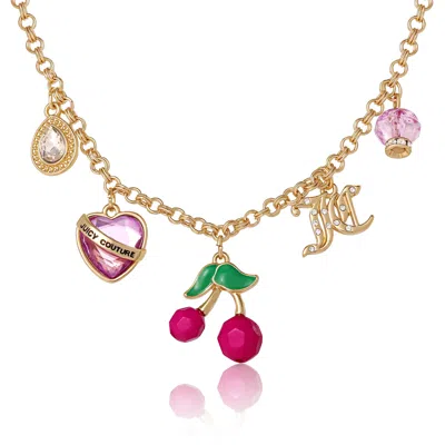 Juicy Couture Cherry Charm Necklace In Multi