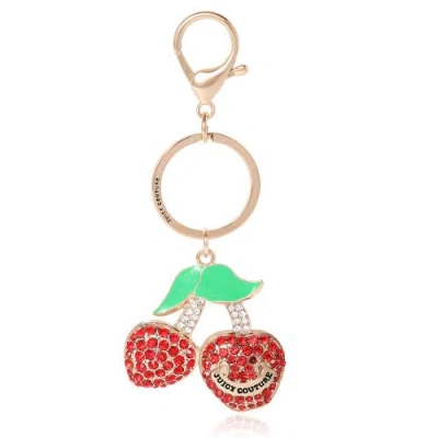 Juicy Couture Kids'  Cherry Pave Charm Keychain In Red/gold