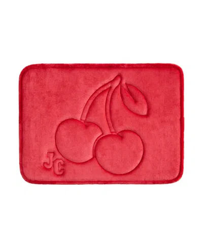 Juicy Couture Cherry Quilted Memory Foam Bath Mat, 17" X 24" In Red