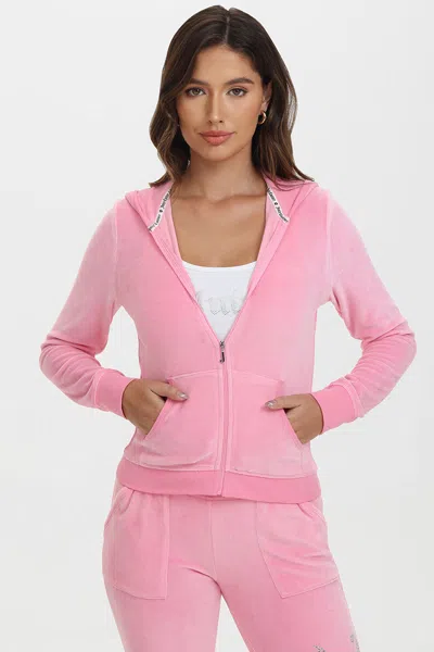 Juicy Couture Classic Cotton Velour Hoodie In Pink