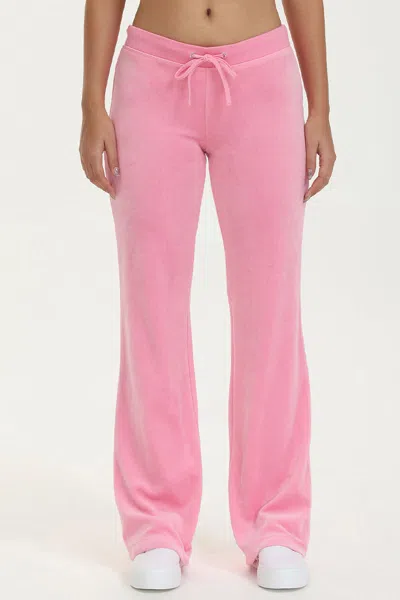 Juicy Couture Classic Cotton Velour Track Pants In Pink