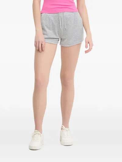 Juicy Couture Classic Velour Drawstring Shorts In Gray