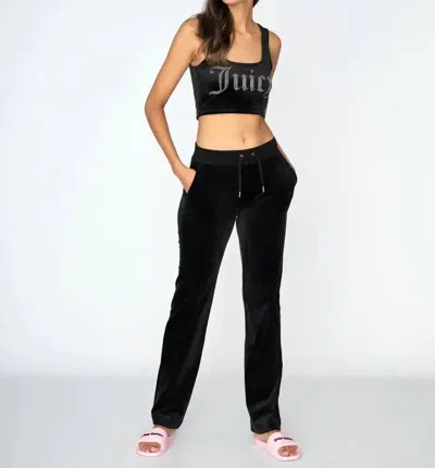 Juicy Couture Classic Velour Pants In Black
