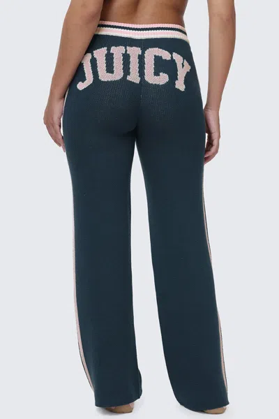 Juicy Couture Collegiate Knit Wide Leg Pants In Blue