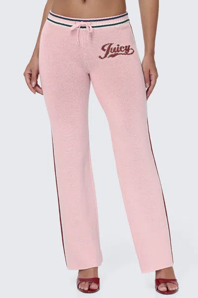 Juicy Couture Contrast Knit Wide Leg Pants In Pink