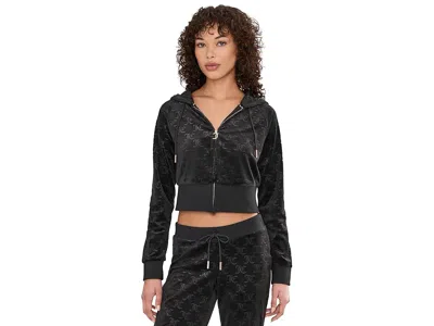 Juicy Couture Corset Zip Front Hoodie In Black