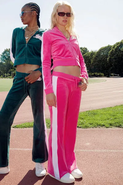Juicy Couture Cotton Velour Track Pants In Pink