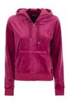 Juicy Couture Cotton Velvet Hoodie In Pink