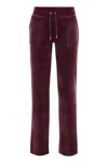 Juicy Couture Womens Wine Logo-embroidered Straight-leg Velour Trousers