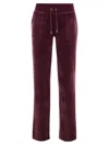 Juicy Couture Womens Wine Logo-embroidered Straight-leg Velour Trousers