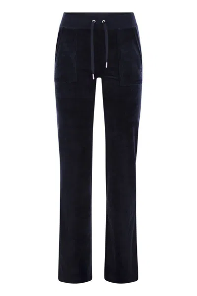 Juicy Couture Cotton Velvet Trousers In Black