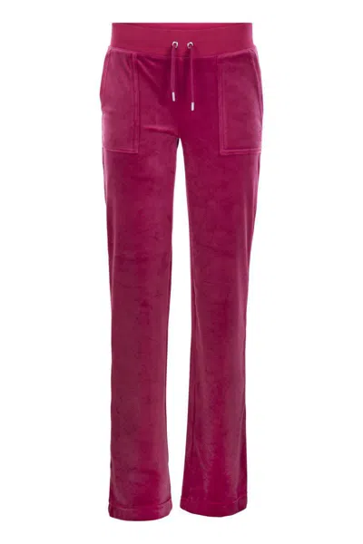 Juicy Couture Cotton Velvet Trousers In Pink