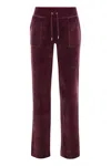 Juicy Couture Womens Wine Logo-embroidered Straight-leg Velour Trousers In Red