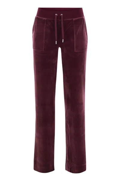 Juicy Couture Cotton Velvet Trousers In Red