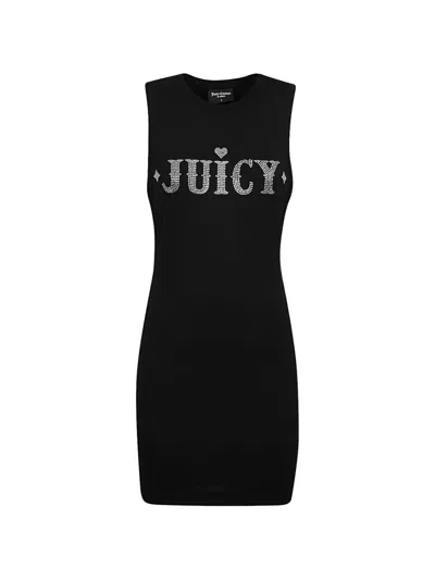 Juicy Couture Crew Neck Logo-detail Mini Dress In Black