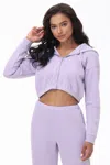 Juicy Couture Cropped Fleece Hoodie With Side Bling In Purple