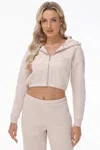 Juicy Couture Cropped Fleece Hoodie With Side Bling In White