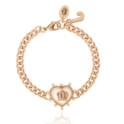 Juicy Couture Crown Heart Charm Chain Bracelet In Gold