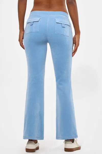 Juicy Couture Crown Heritage Cotton Velour Track Pants In Blue