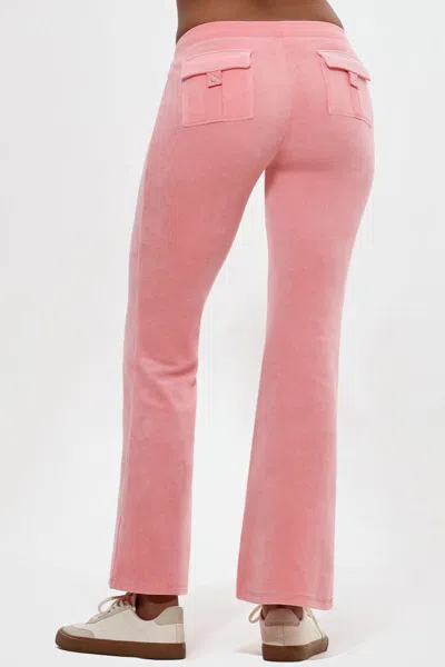 Juicy Couture Crown Heritage Cotton Velour Track Pants In Pink