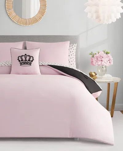 Juicy Couture Crown Sparkle Solid Reversible 8-piece Bed In A Bag Comforter Set, Queen In Pink