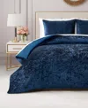 Juicy Couture Crushed Velvet 3-pc. Comforter Set, Full/queen In Heritage Blue