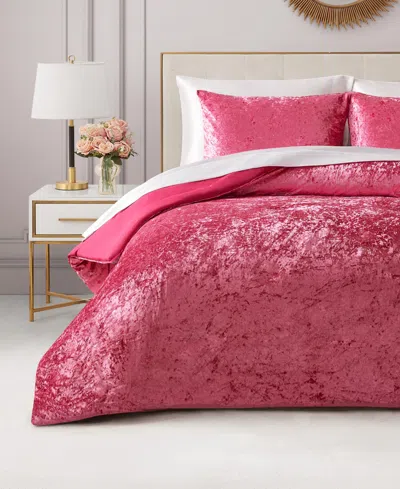 Juicy Couture Crushed Velvet 3-pc. Comforter Set, Full/queen In Hot Pink